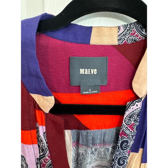 Anthropologie Maeve Patchwork Print Bohemian Colorful Paisley Dress - Picture 6 of 8